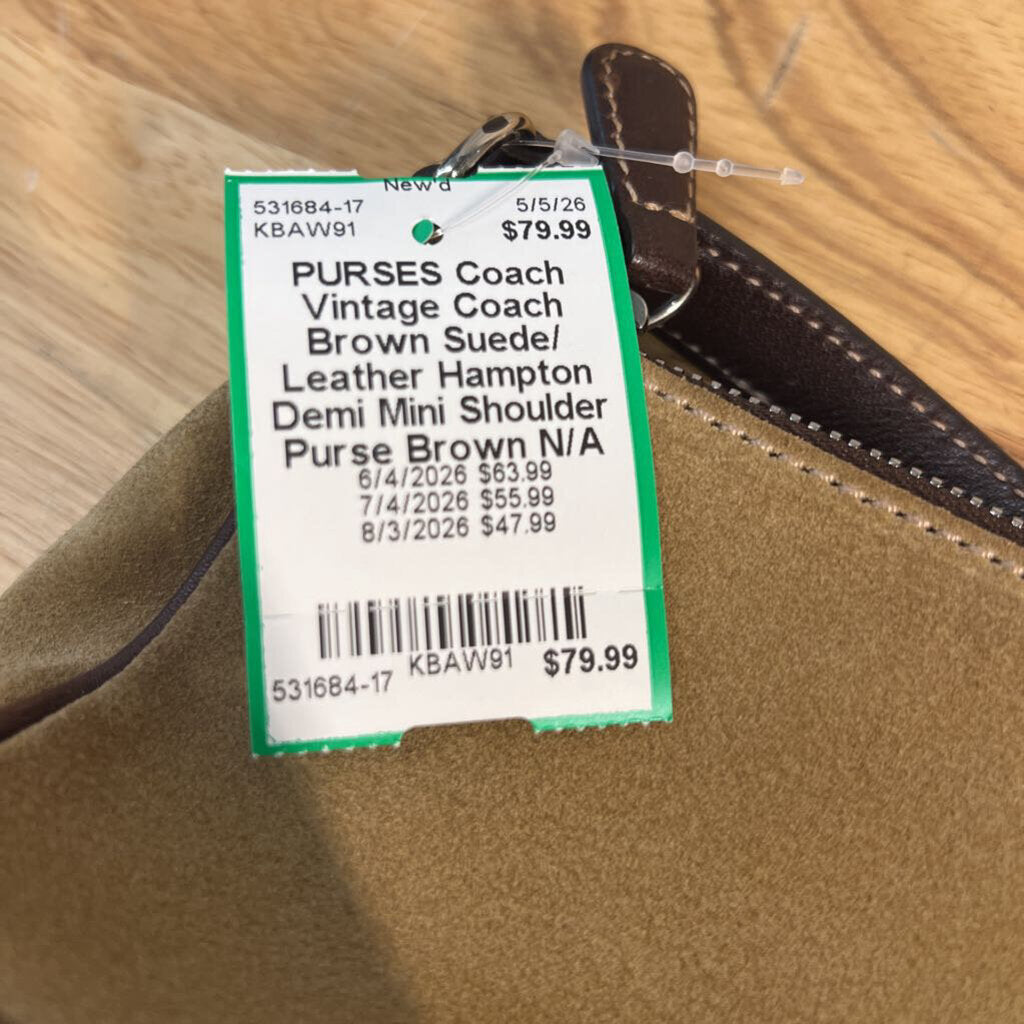 Vintage Coach Brown Suede/ Leather Hampton Demi Mini Shoulder Purse