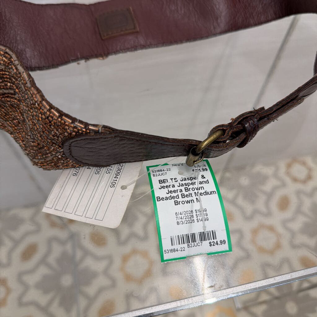 Jasper and Jeera Brown Beaded Belt Medium
