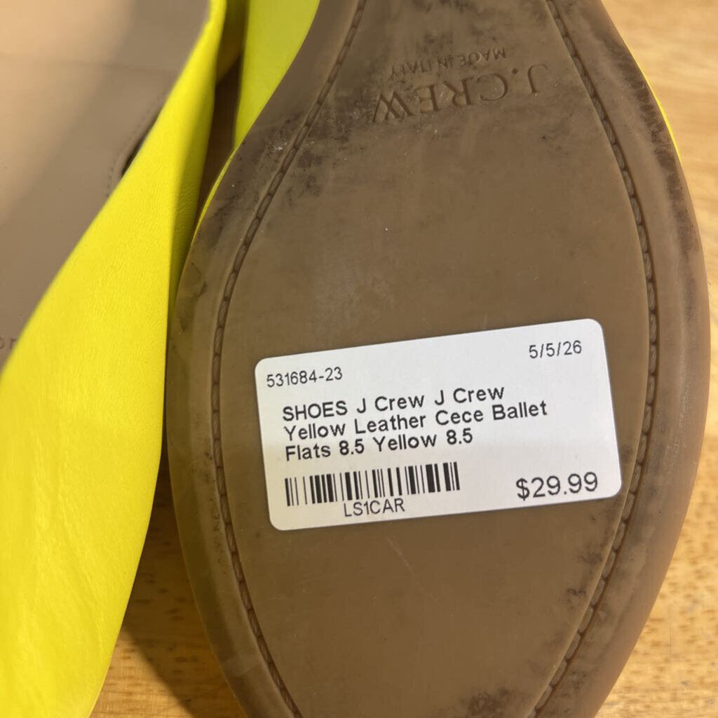 J Crew Yellow Leather Cece Ballet Flats 8.5