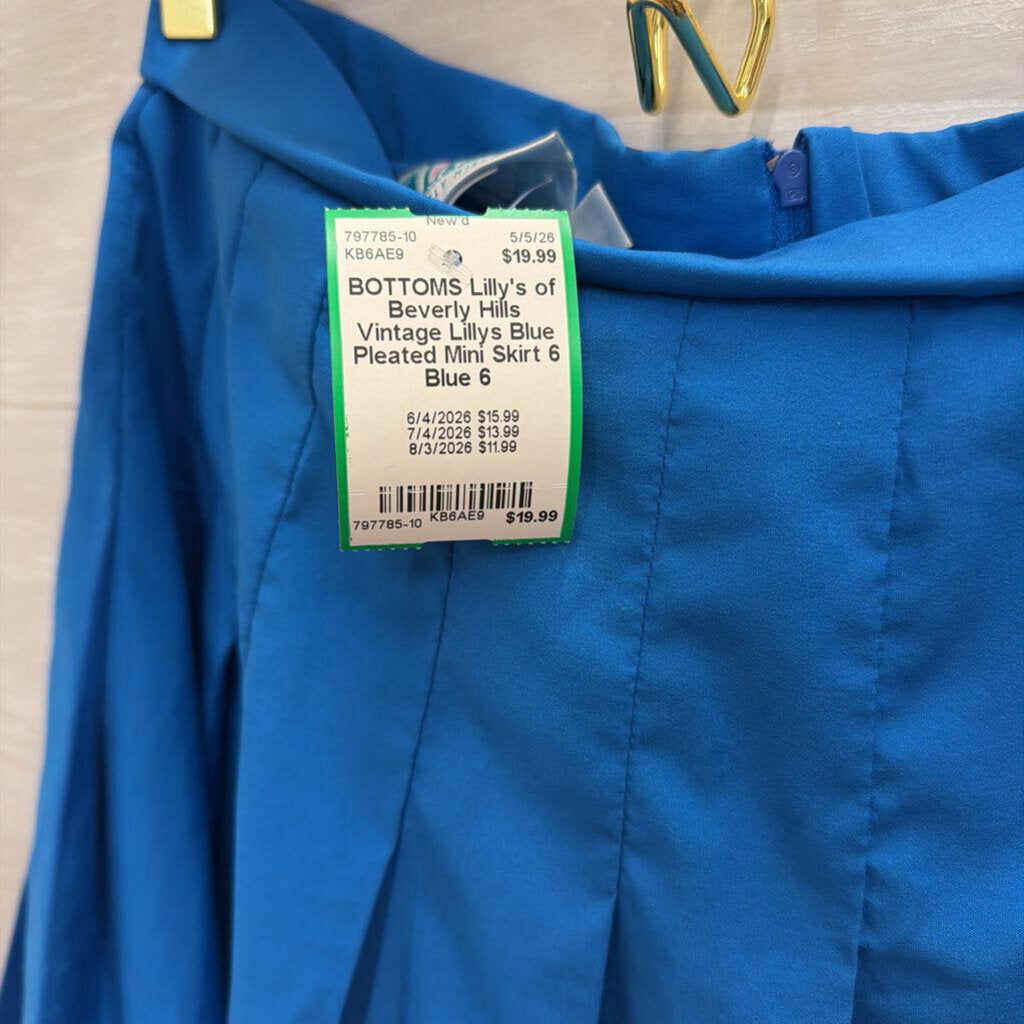 Vintage Lillys Blue Pleated Mini Skirt 6