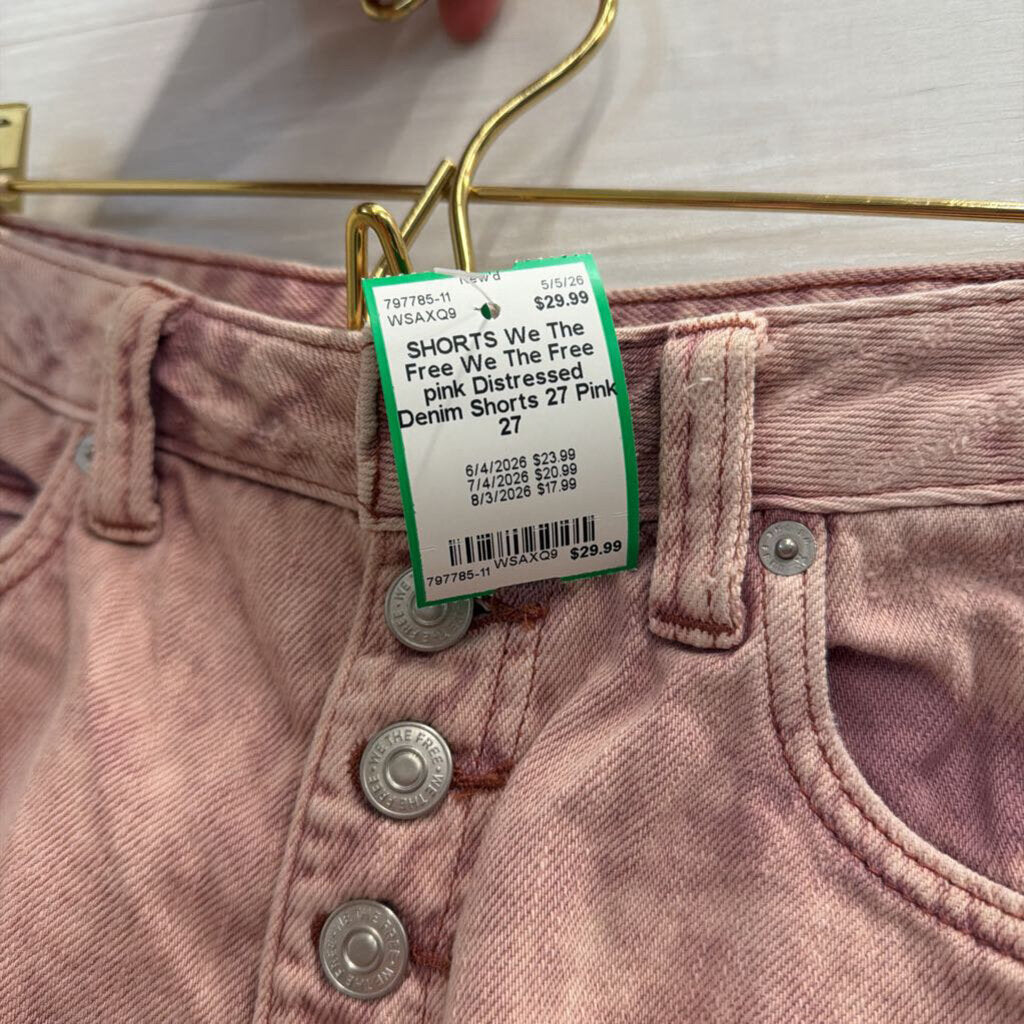 We The Free pink Distressed Denim Shorts 27