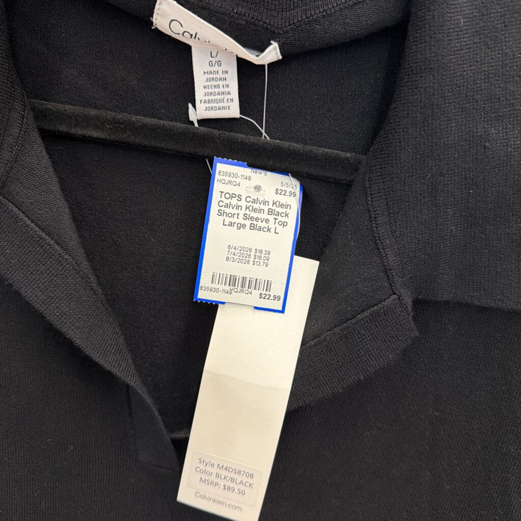 Calvin Klein Black Short Sleeve Top Large