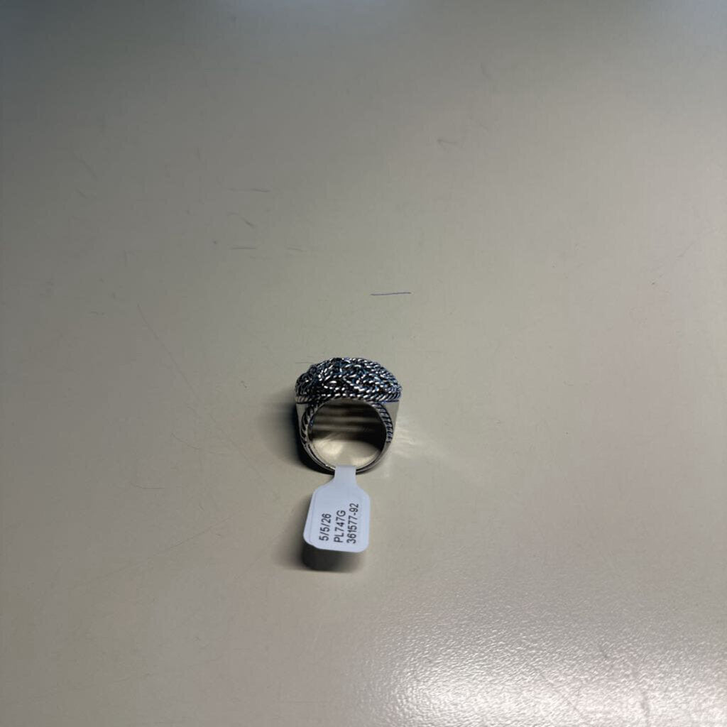 Silver Toned Rope Dome Ring Size 7.5