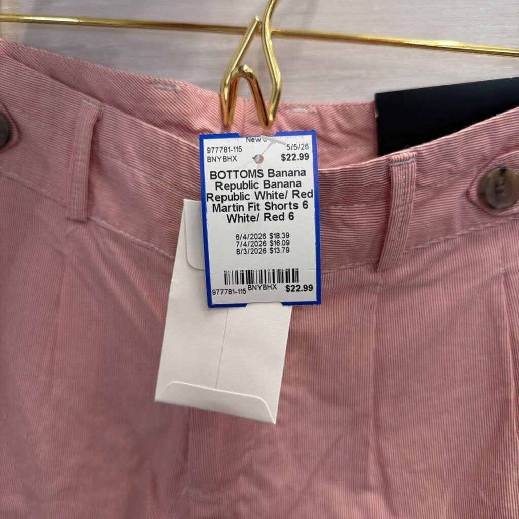 Banana Republic White/ Red Martin Fit Shorts 6