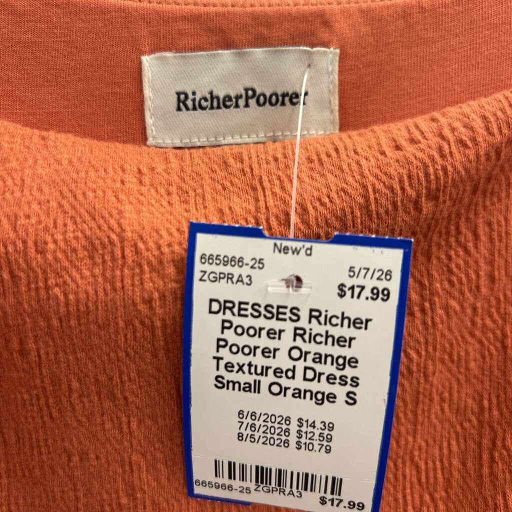 Richer Poorer Orange Textured Dress Small
