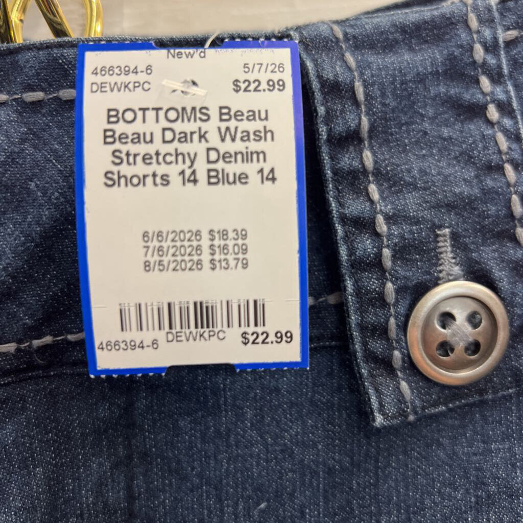Beau Dark Wash Stretchy Denim Shorts 14