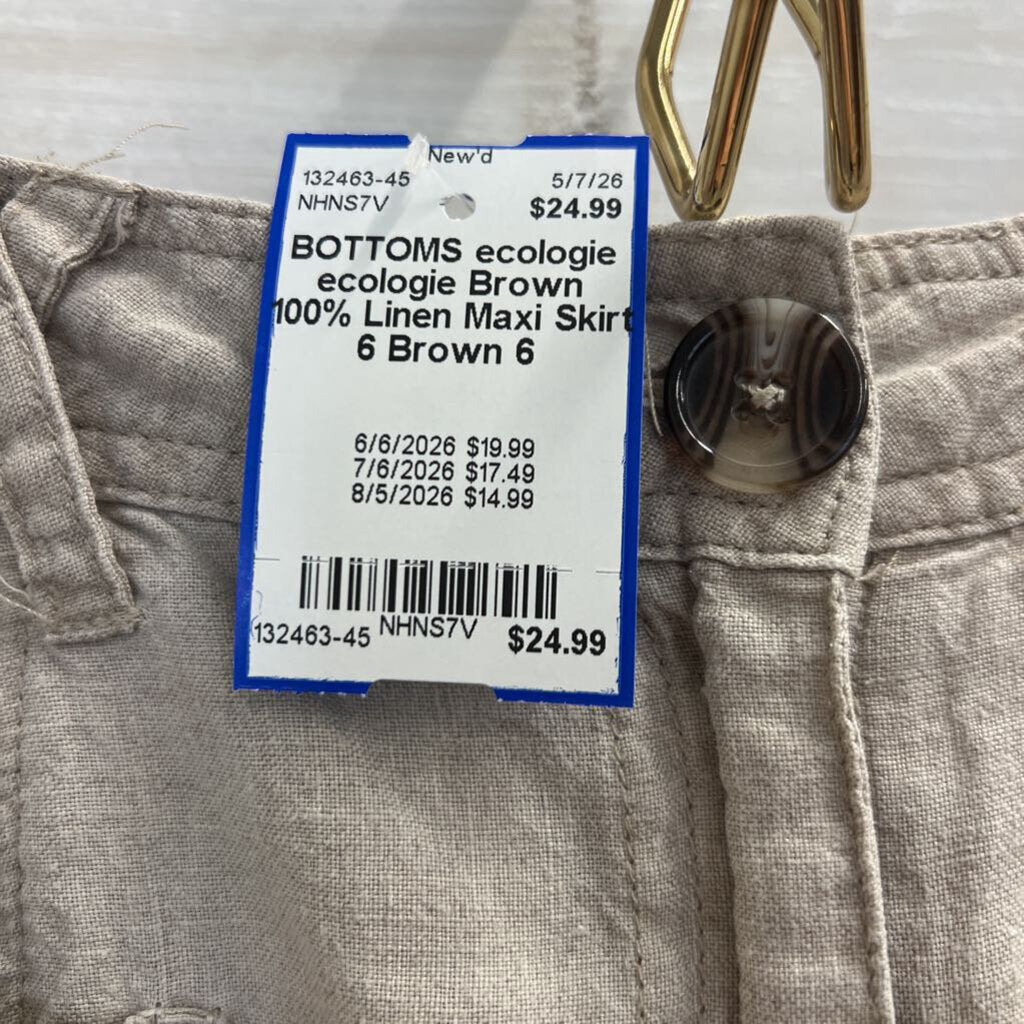 ecologie Brown 100% Linen Maxi Skirt 6