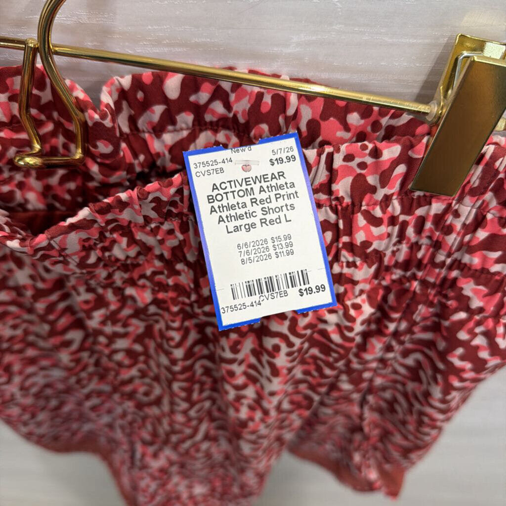 Athleta Red Print Athletic Shorts Large