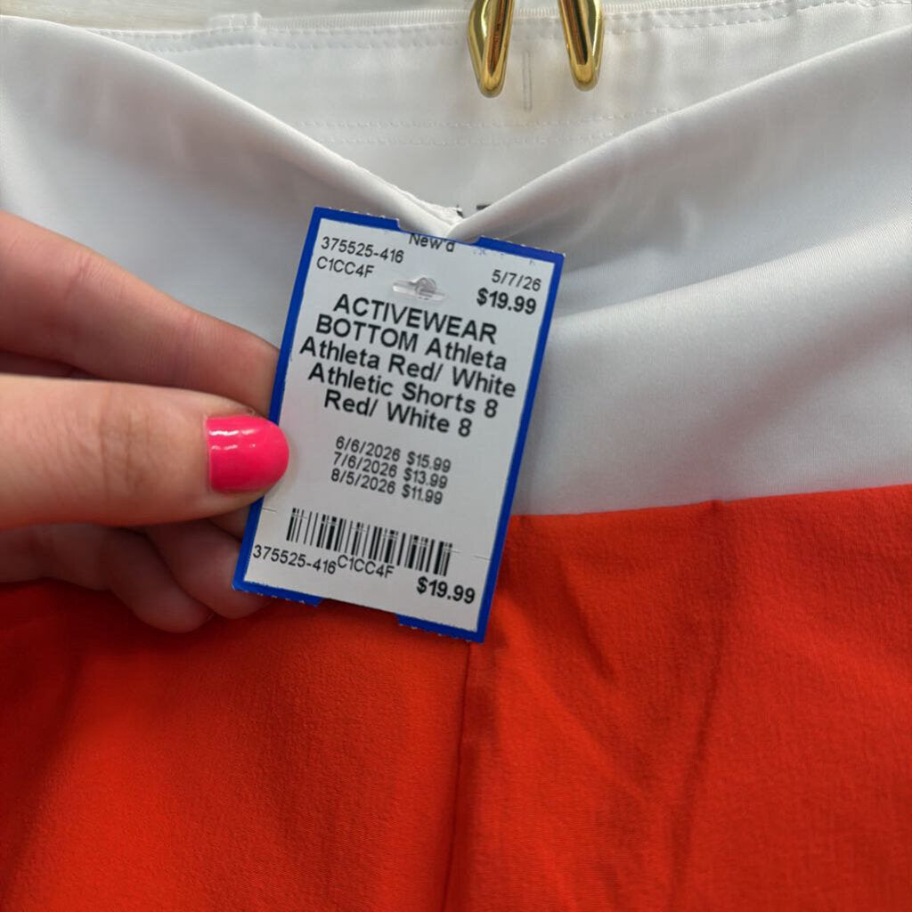 Athleta Red/ White Athletic Shorts 8
