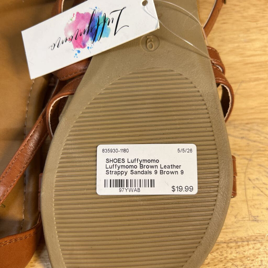 Luffymomo Brown Leather Strappy Sandals 9