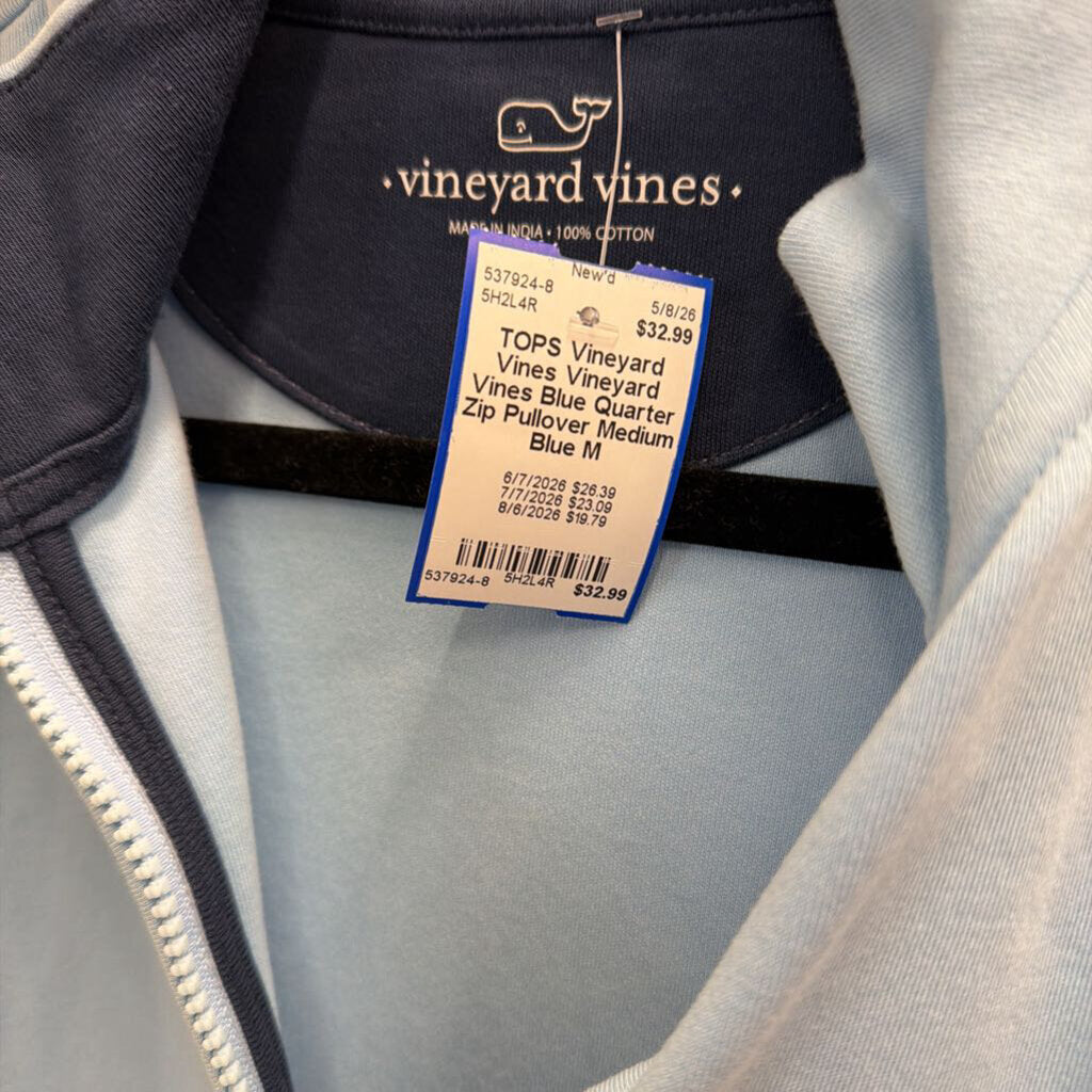 Vineyard Vines Blue Quarter Zip Pullover Medium