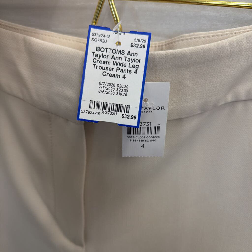Ann Taylor Cream Wide Leg Trouser Pants 4