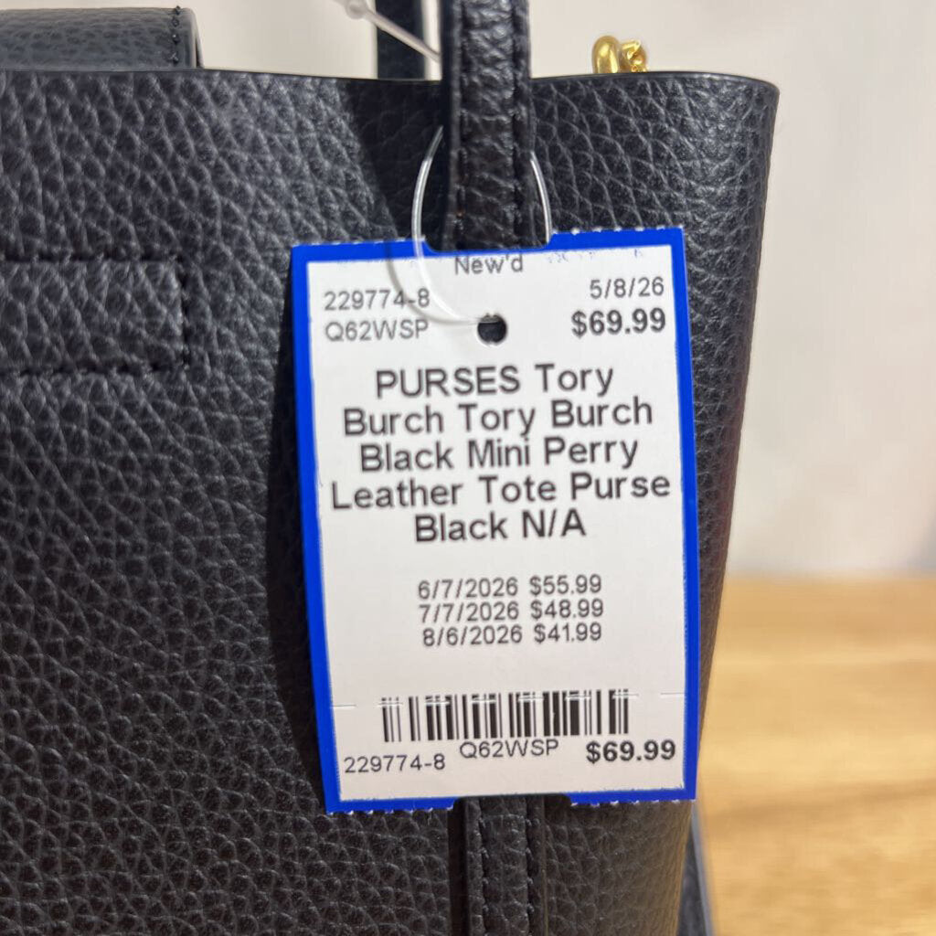 Tory Burch Black Mini Perry Leather Tote Purse