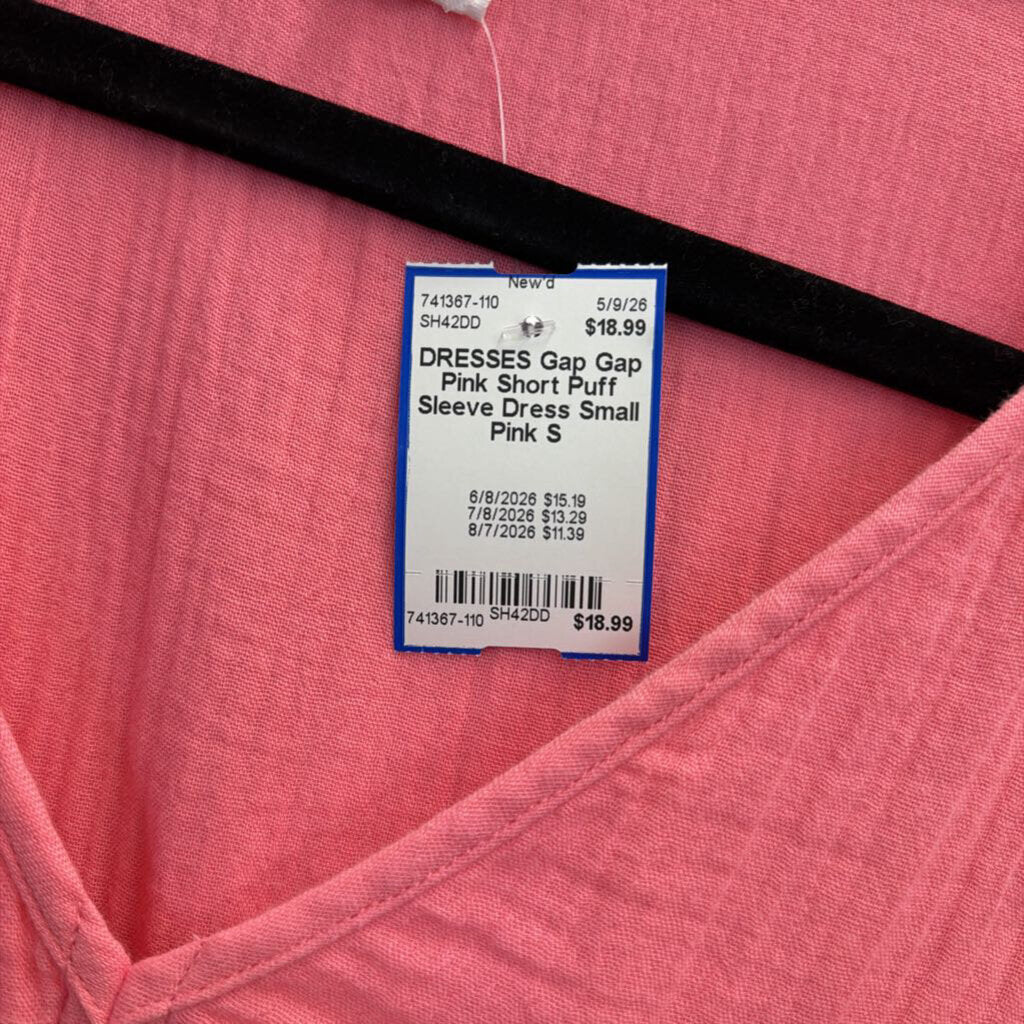 Gap Pink Short Puff Sleeve Dress Small