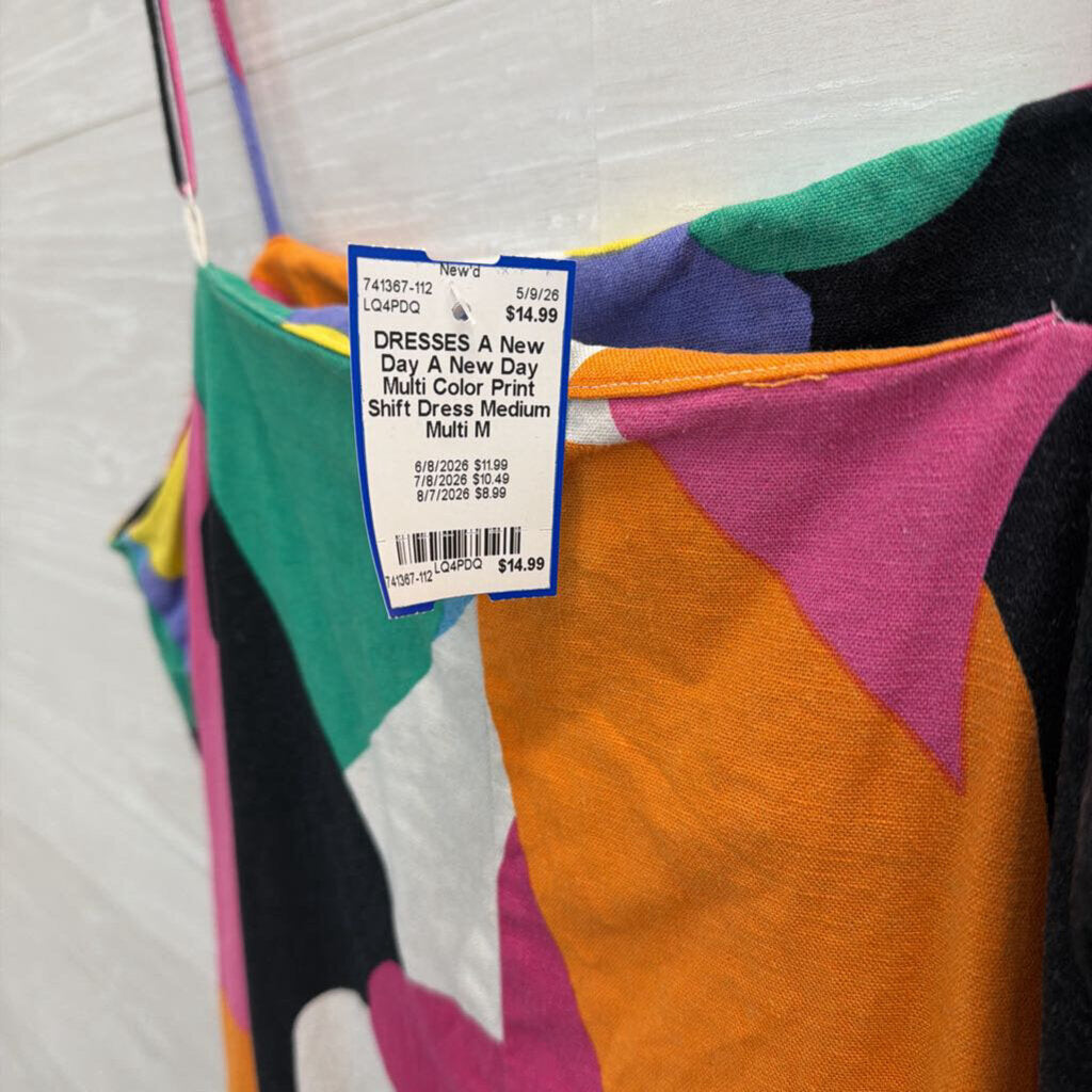 A New Day Multi Color Print Shift Dress Medium
