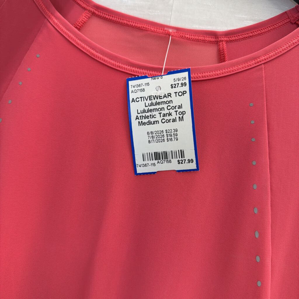 Lululemon Coral Athletic Tank Top Medium
