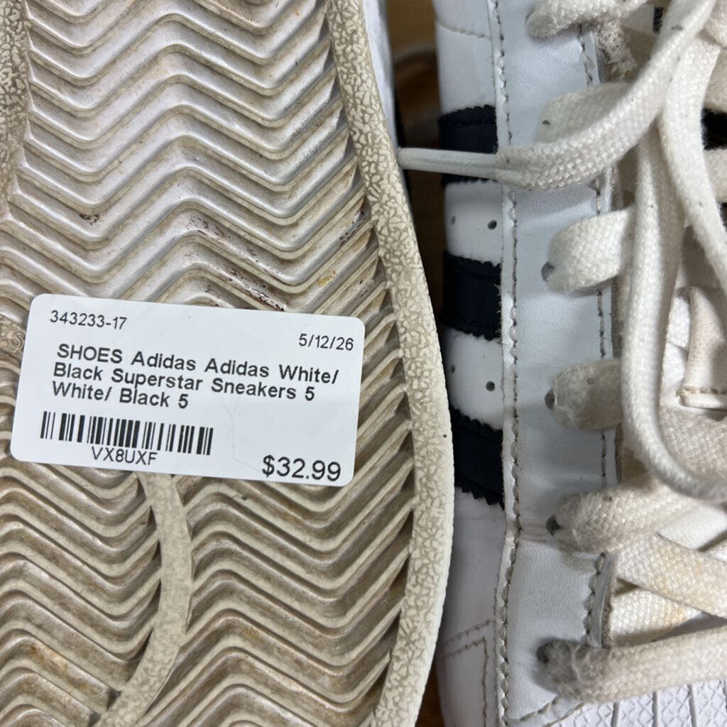 Adidas White/ Black Superstar Sneakers 5