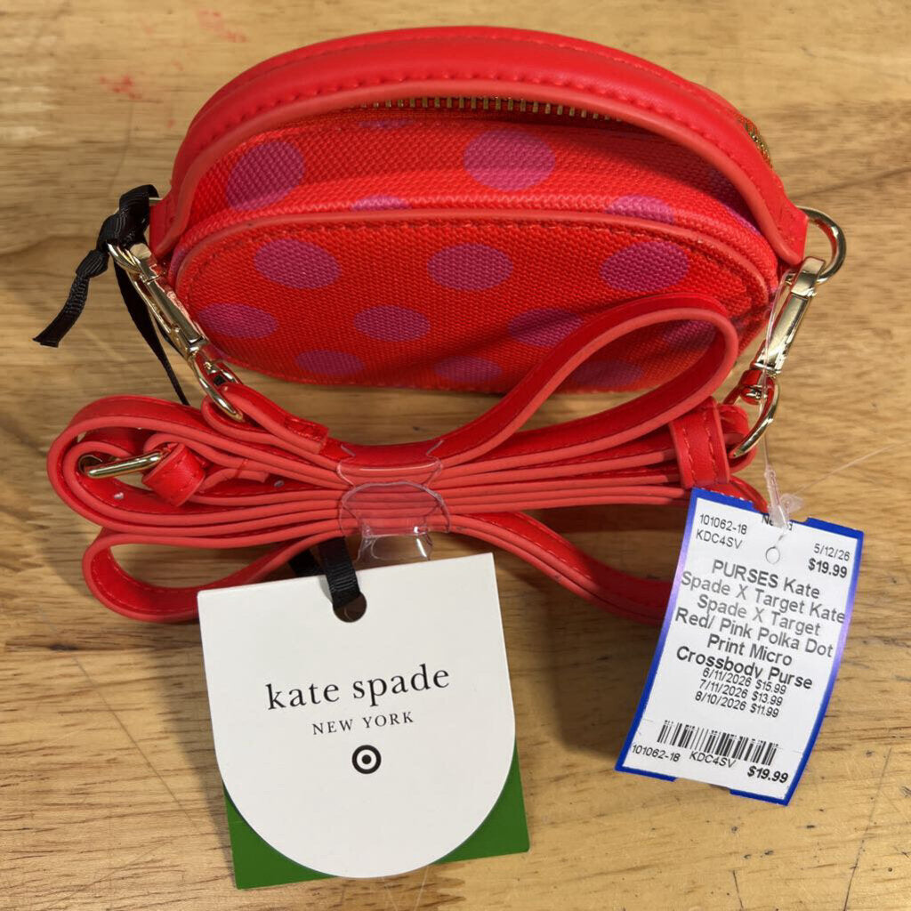 Kate Spade X Target Red/ Pink Polka Dot Print Micro Crossbody Purse