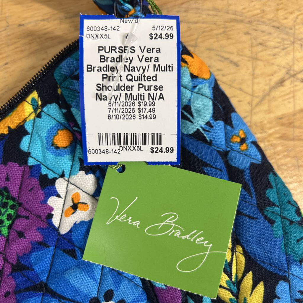 Vera Bradley Navy/ Multi Print Quilted Shoulder Purse
