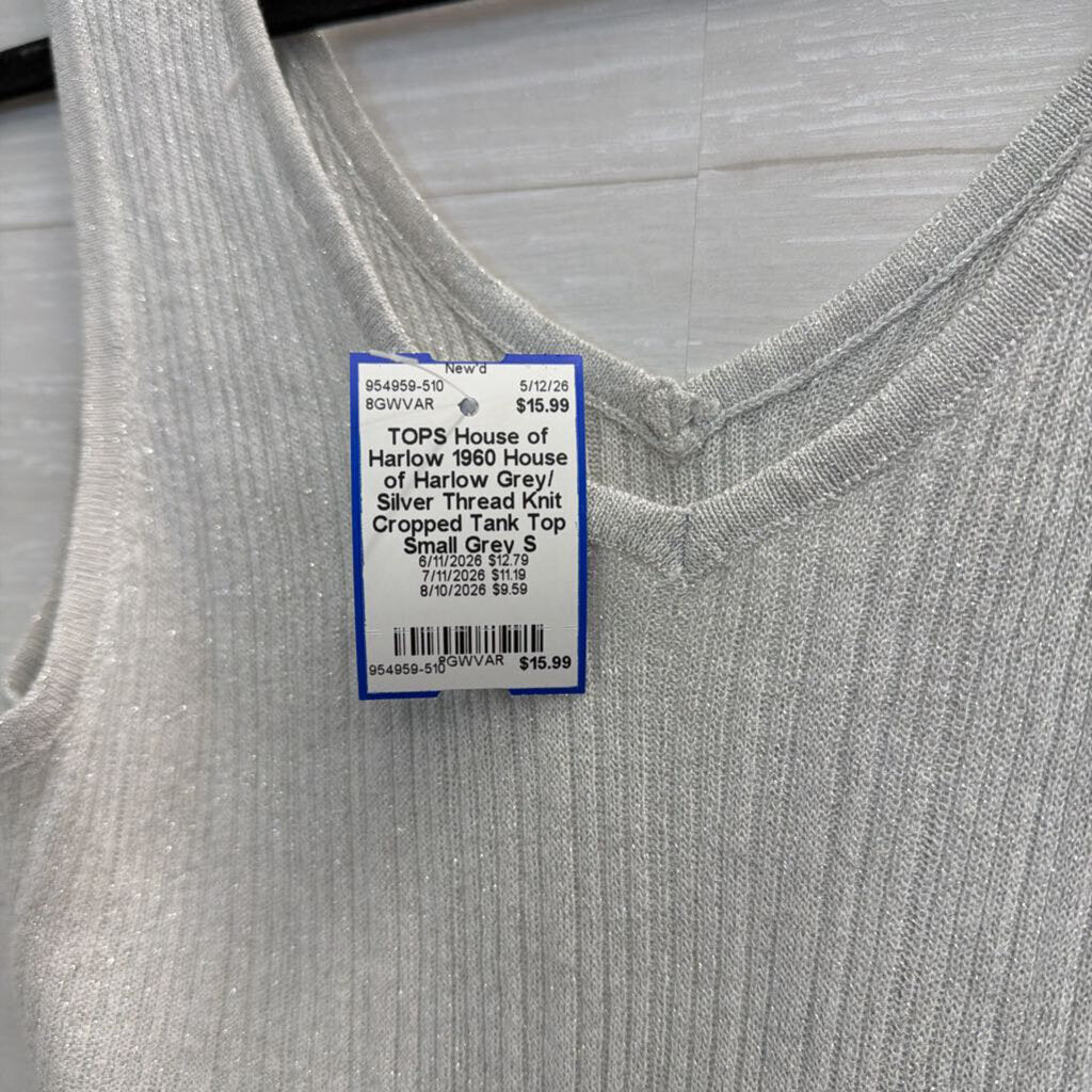 House of Harlow Grey/ Silver Thread Knit Cropped Tank Top Small