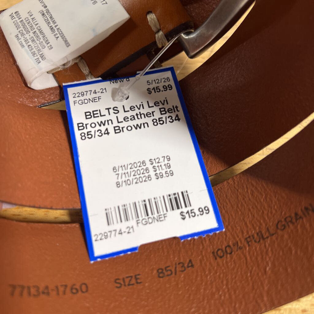 Levi Brown Leather Belt 85/34