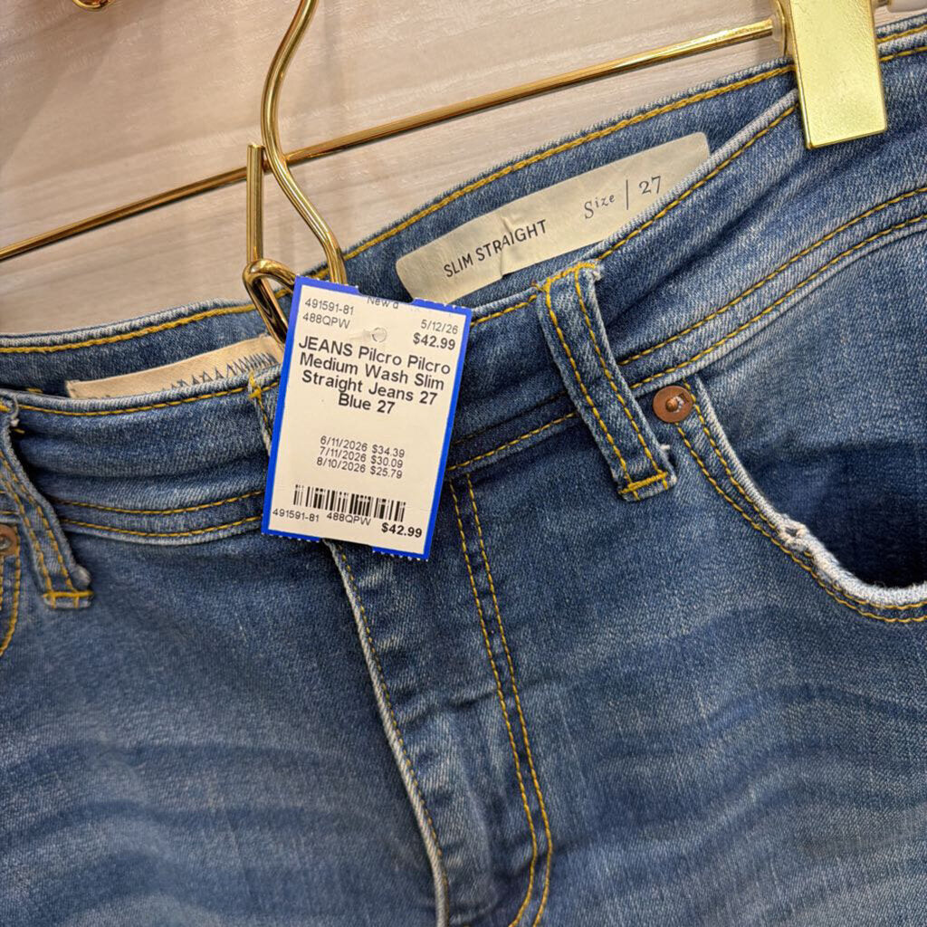 Pilcro Medium Wash Slim Straight Jeans 27