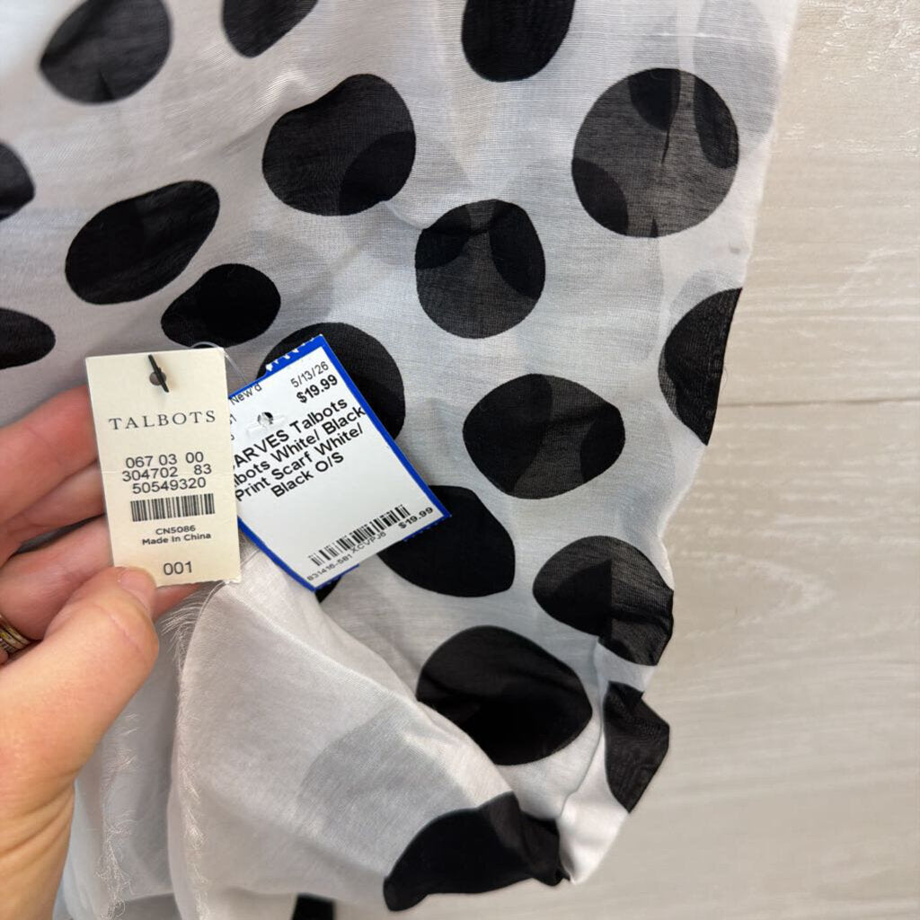 Talbots White/ Black Print Scarf