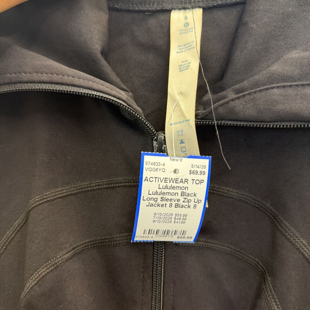 Lululemon Black Long Sleeve Zip Up Jacket 8
