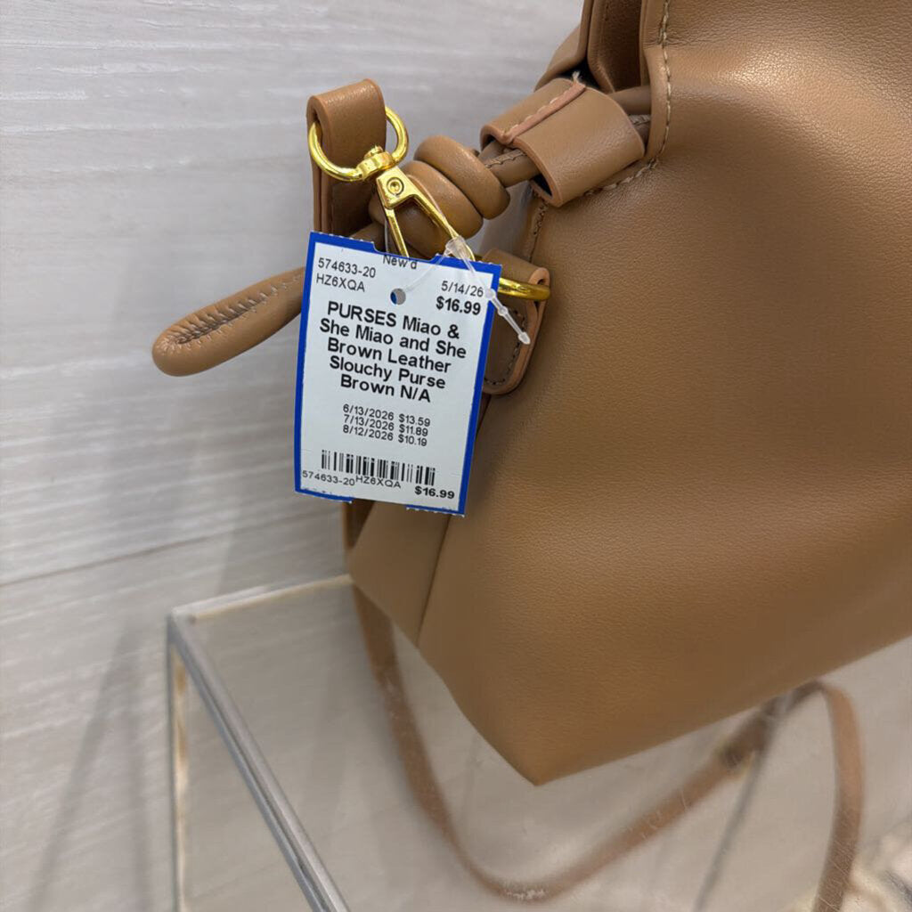 Miao and She Brown Leather Slouchy Purse