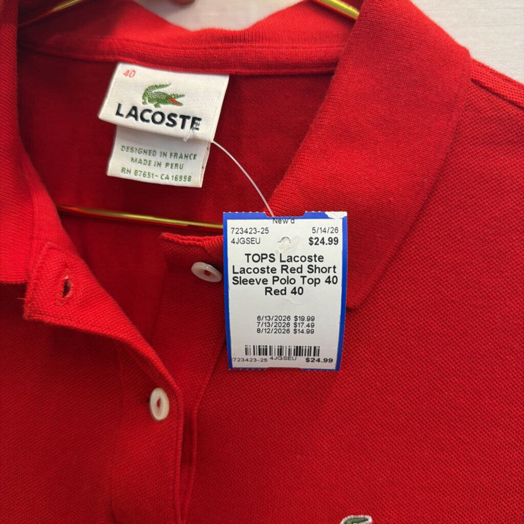 Lacoste Red Short Sleeve Polo Top 40