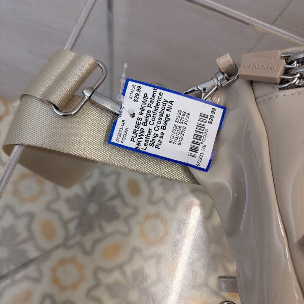 IHKWIP Beige Patent Leather Confidence Sling Crossbody Purse