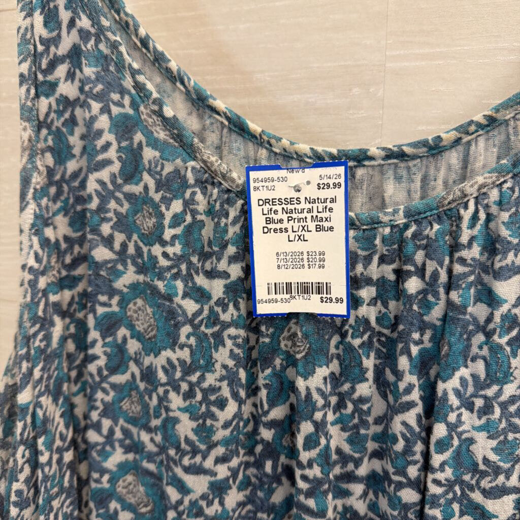 Natural Life Blue Print Maxi Dress L/XL