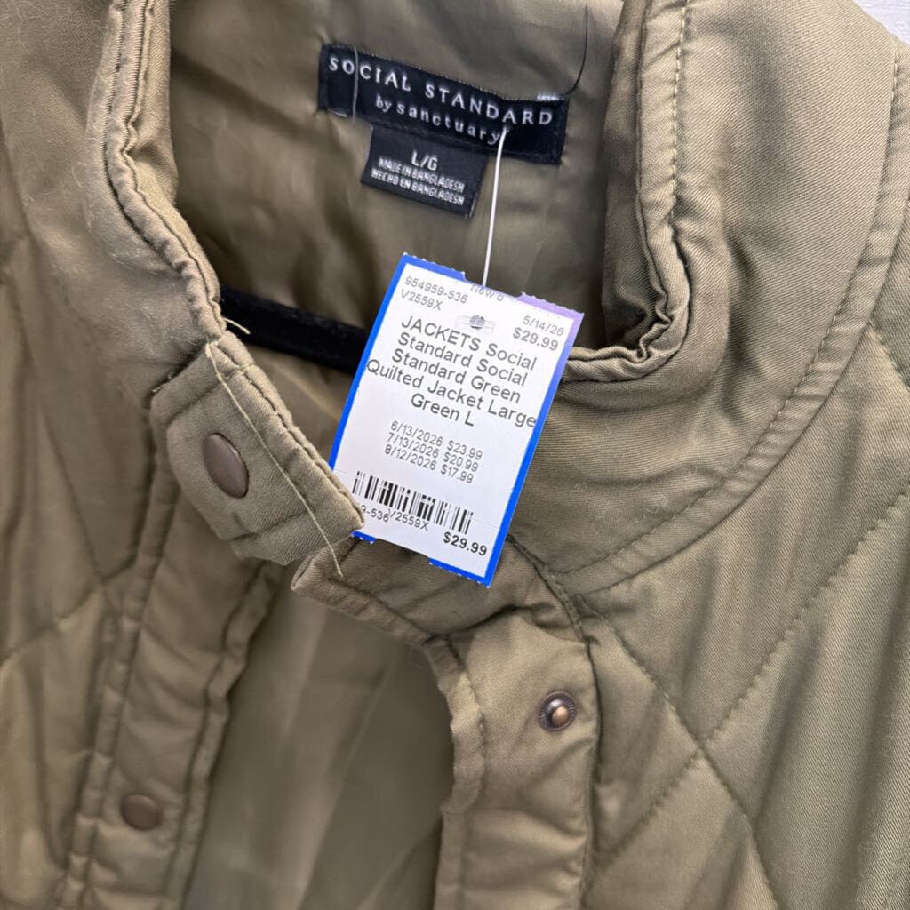 Social Standard Green Quilted Jacket Large