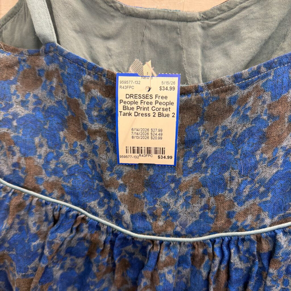 Free People Blue Print Corset Tank Dress 2