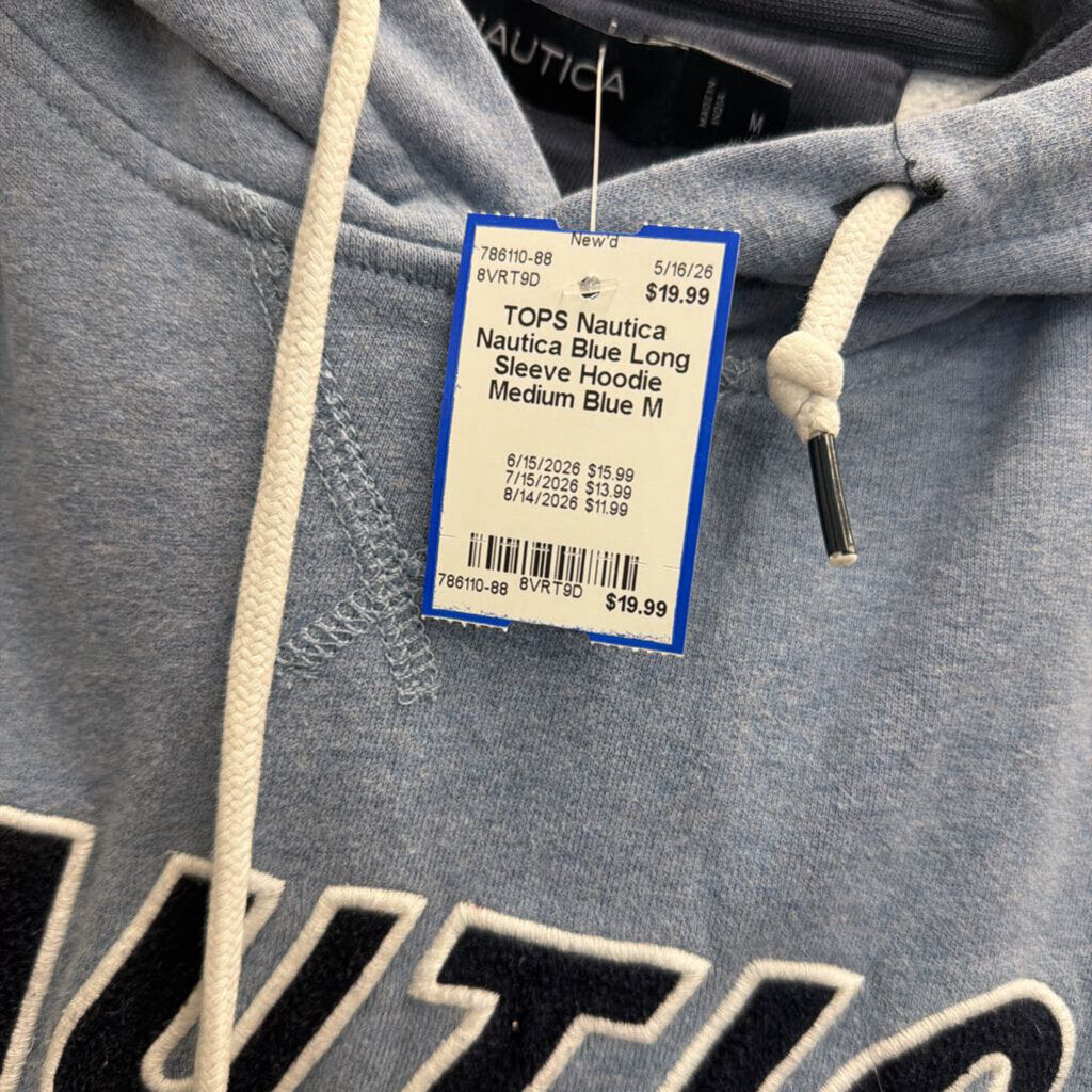 Nautica Blue Long Sleeve Hoodie Medium