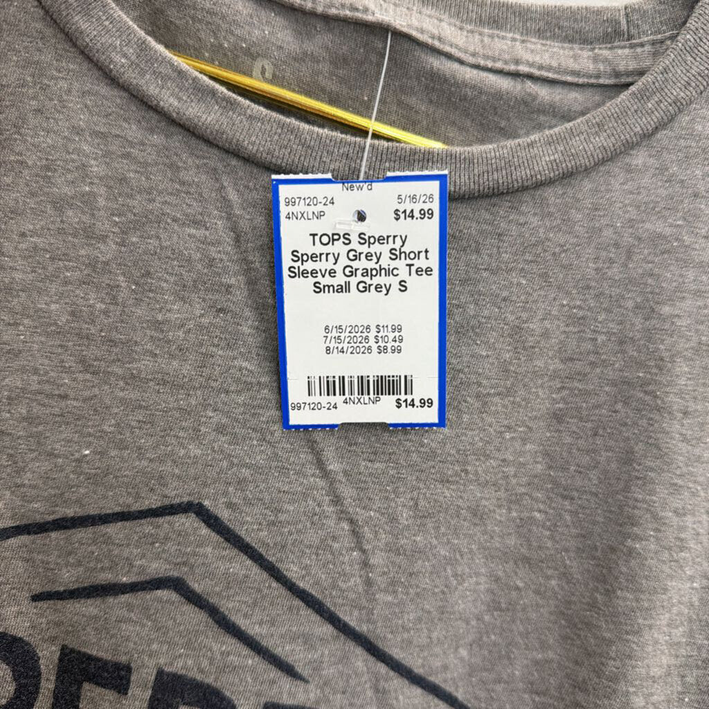Sperry Grey Short Sleeve Graphic Tee Small