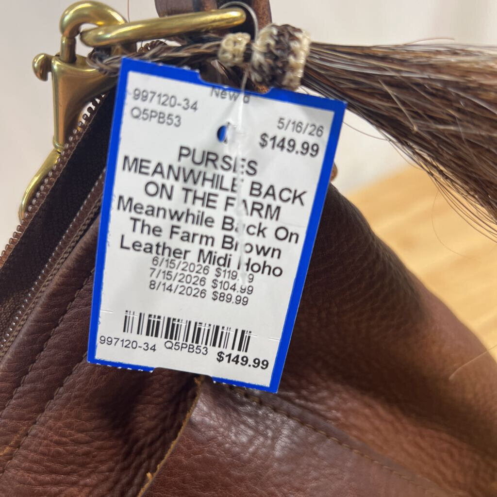 Meanwhile Back On The Farm Brown Leather Midi Hoho Purse