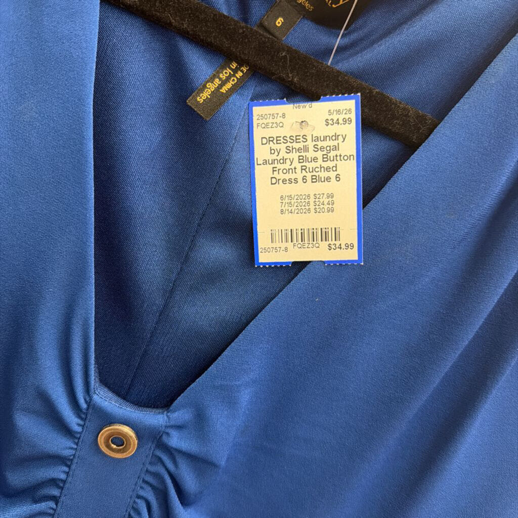 Laundry Blue Button Front Ruched Dress 6