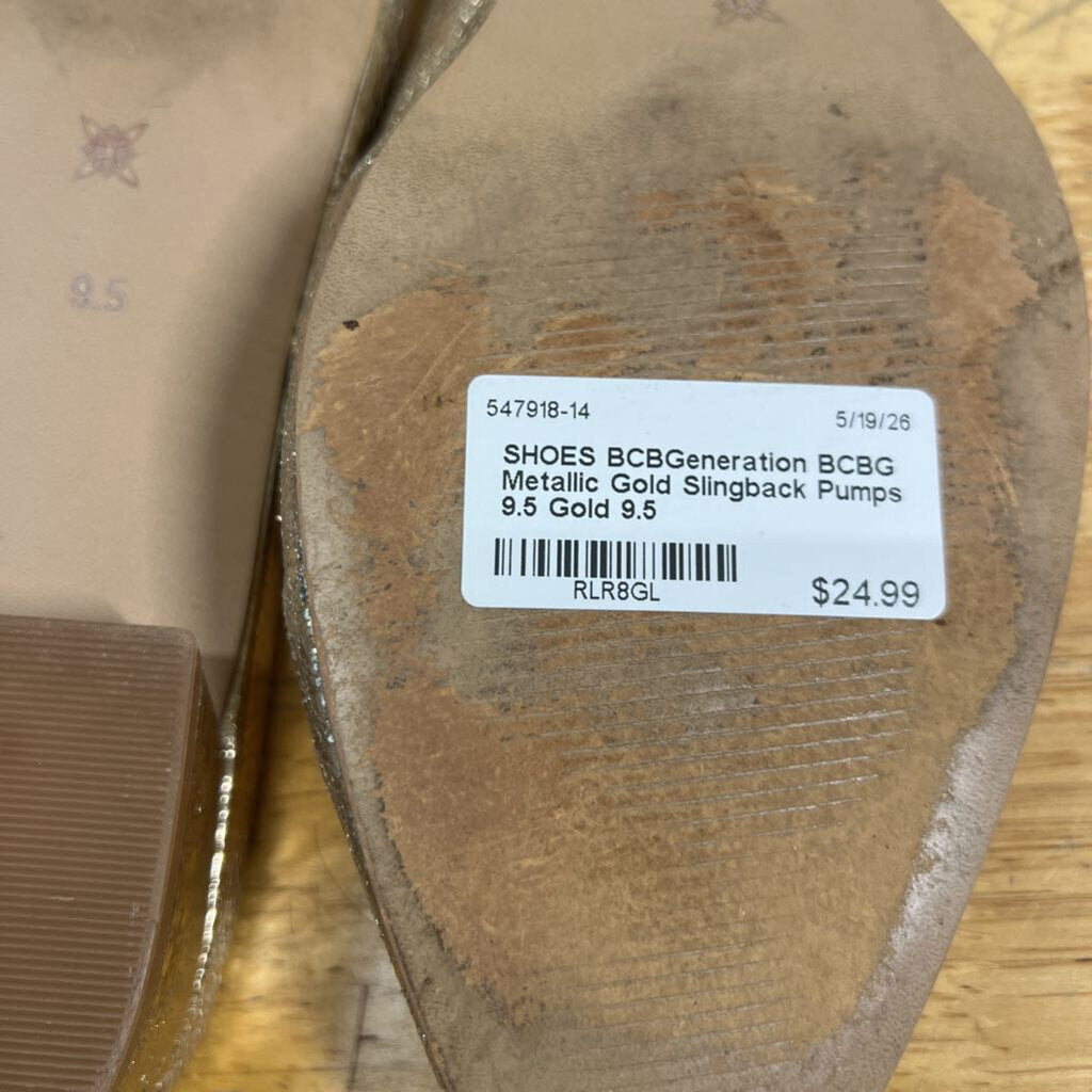BCBG Metallic Gold Slingback Pumps 9.5