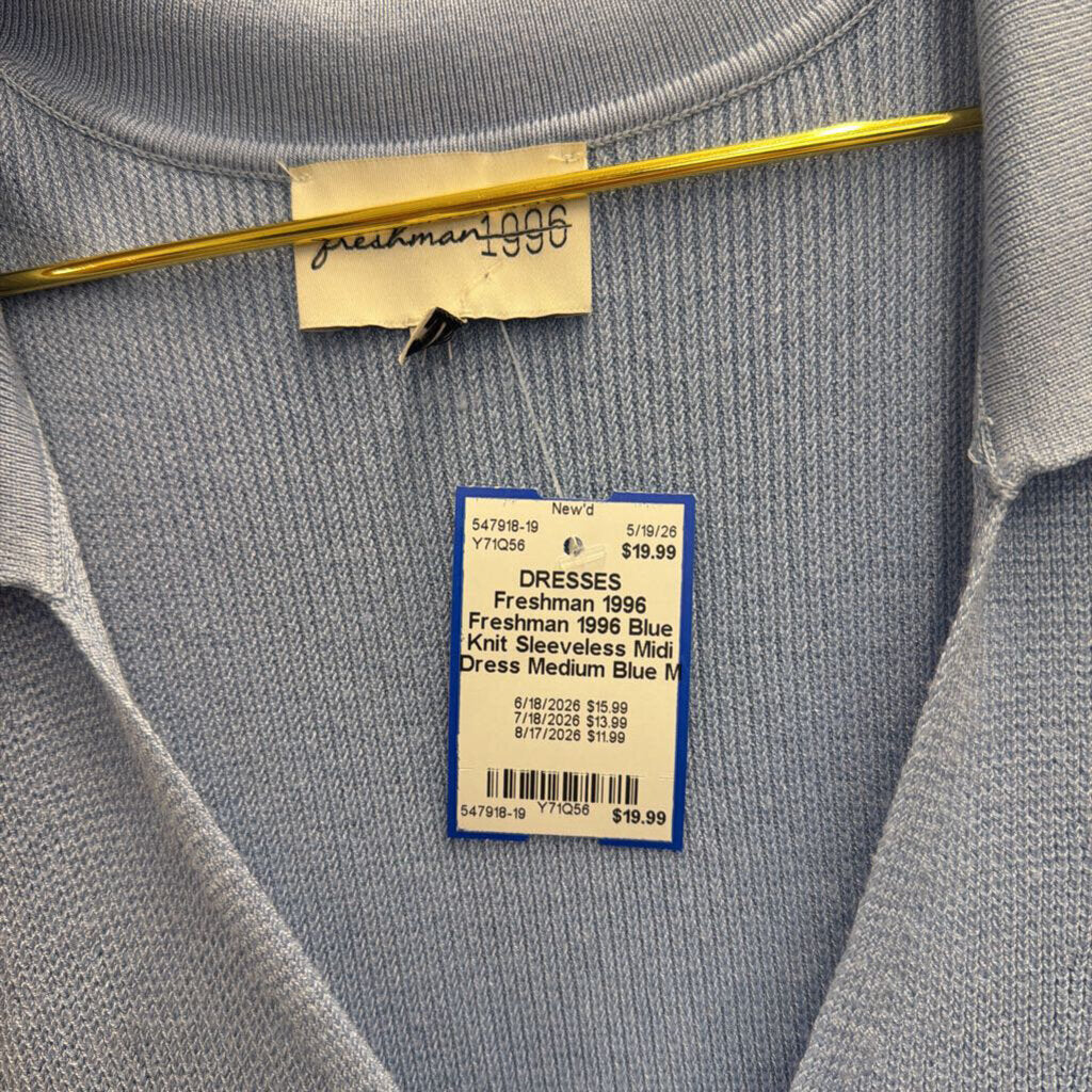 Freshman 1996 Blue Knit Sleeveless Midi Dress Medium