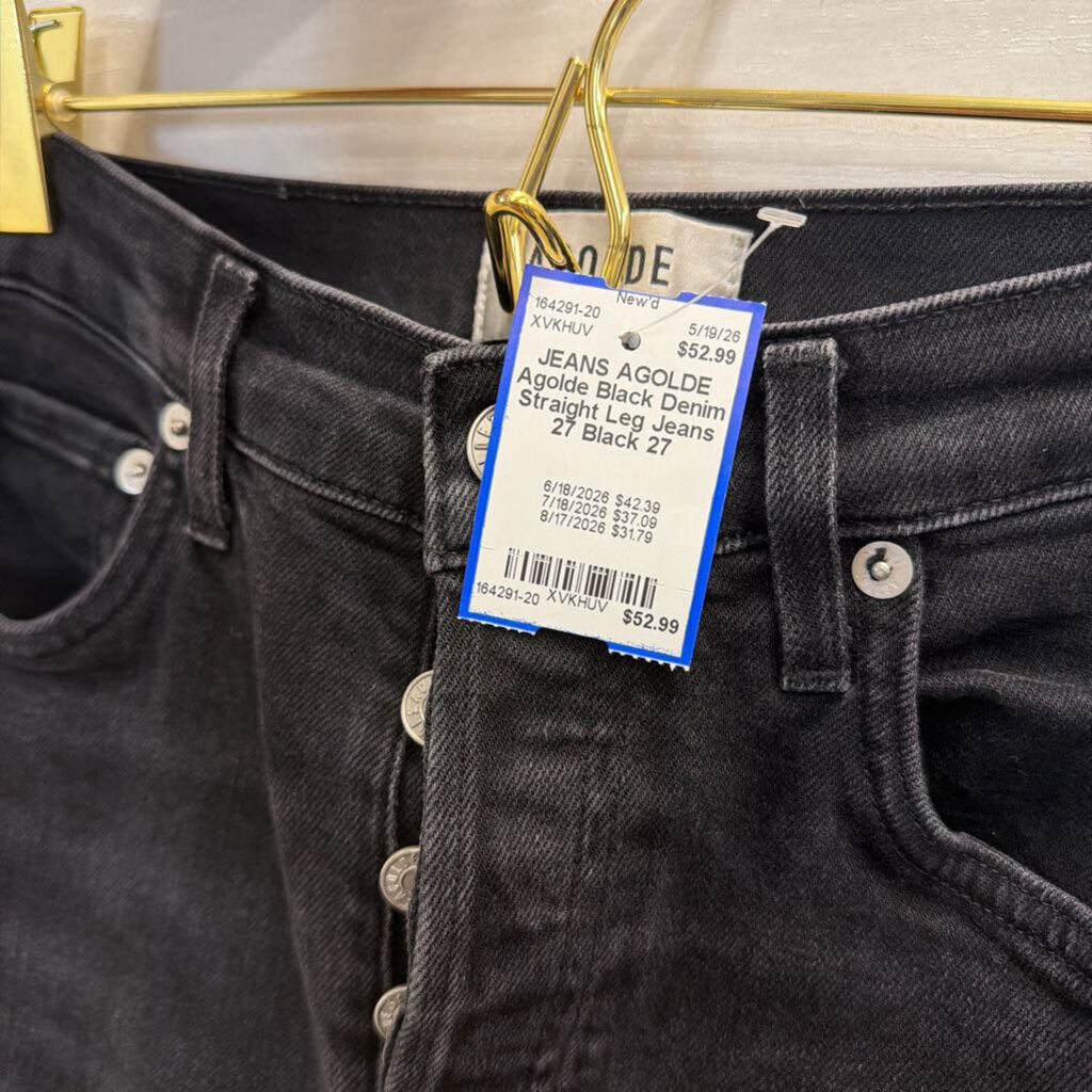 Agolde Black Denim Straight Leg Jeans 27