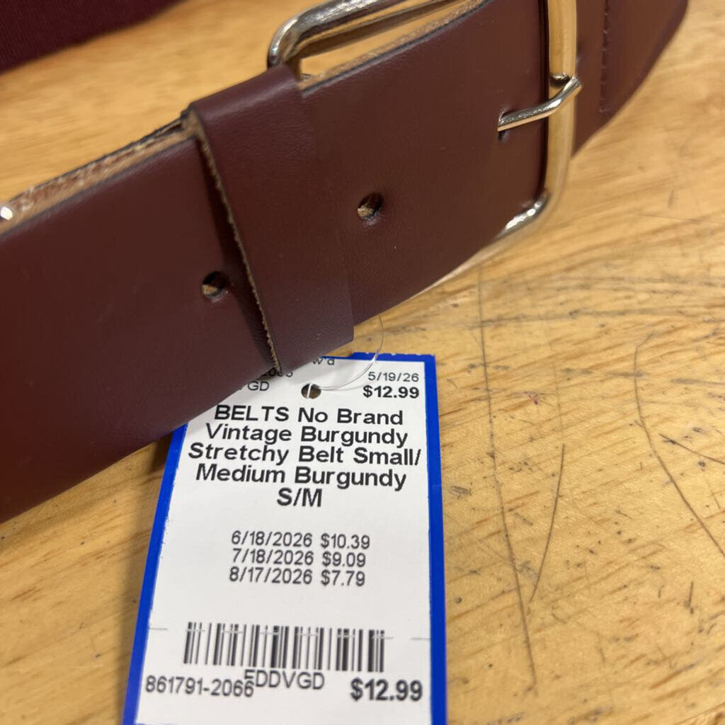 Vintage Burgundy Stretchy Belt Small/ Medium