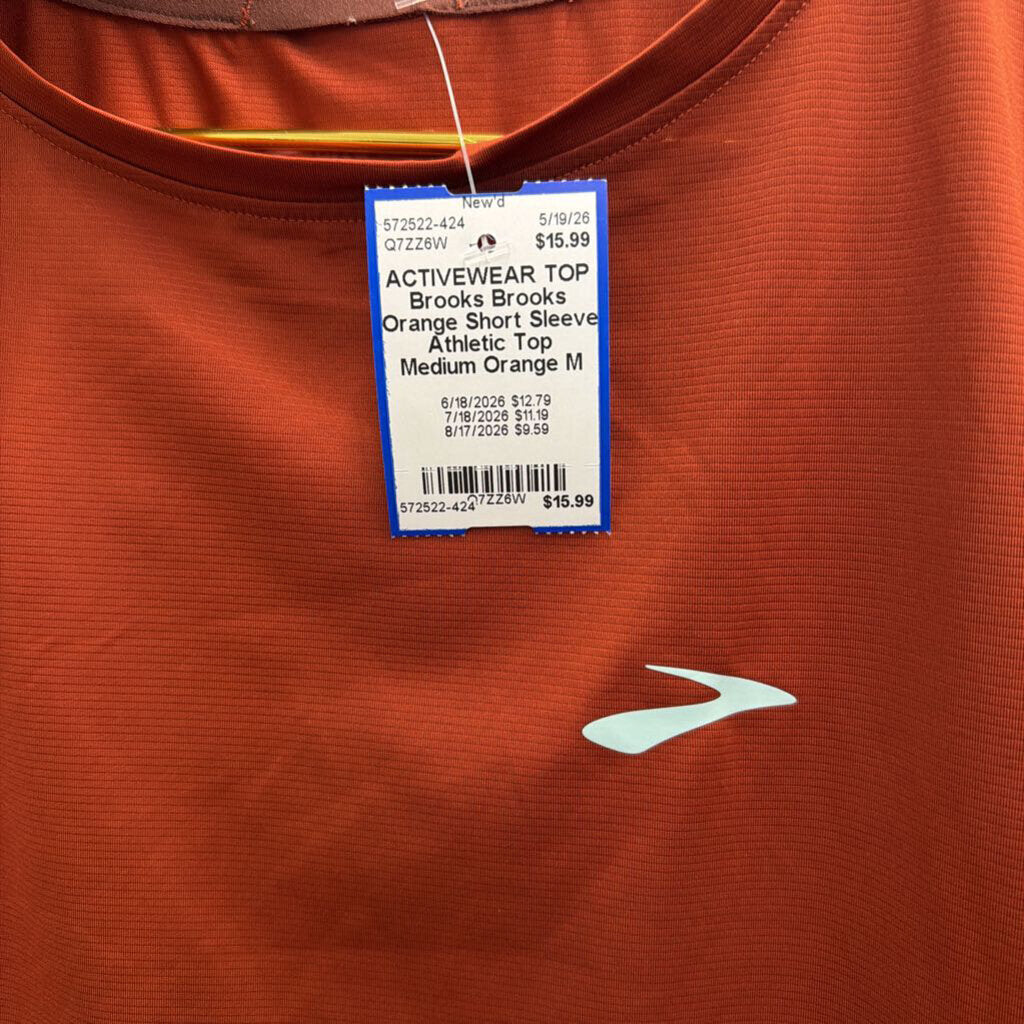 Brooks Orange Short Sleeve Athletic Top Medium