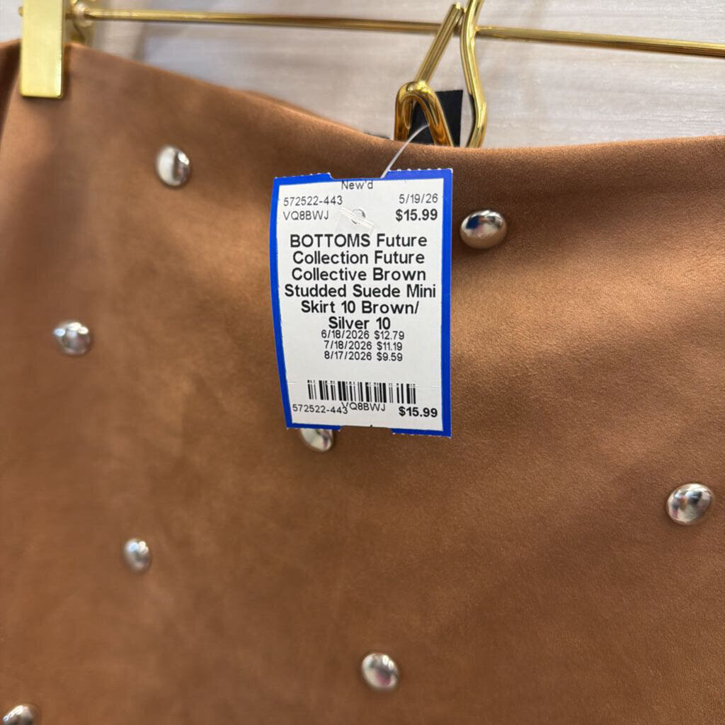Future Collective Brown Studded Suede Mini Skirt 10
