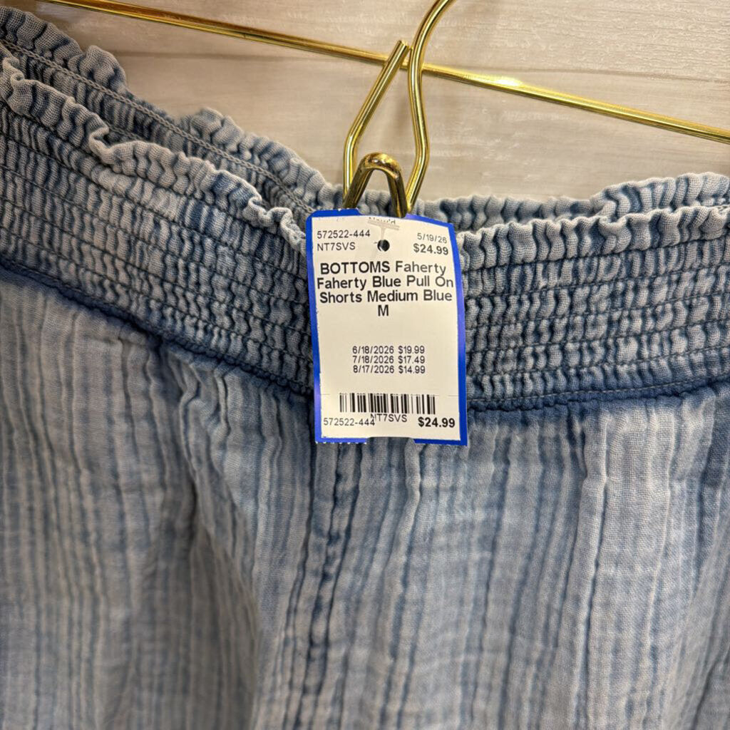Faherty Blue Pull On Shorts Medium
