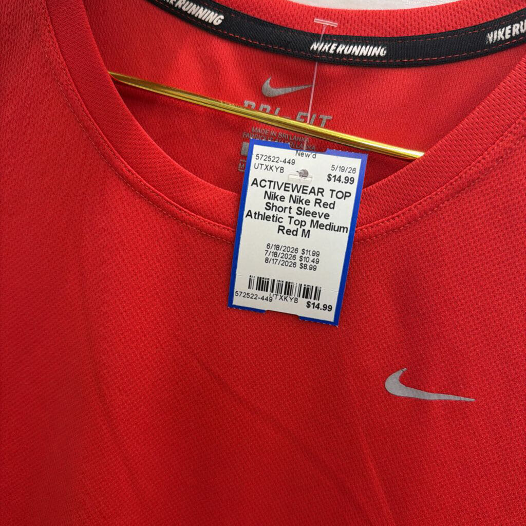 Nike Red Short Sleeve Athletic Top Medium