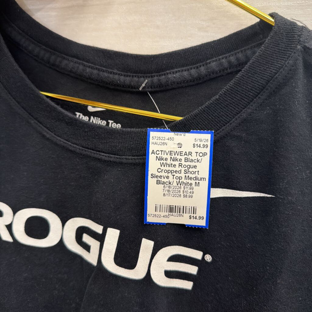 Nike Black/ White Rogue Cropped Short Sleeve Top Medium