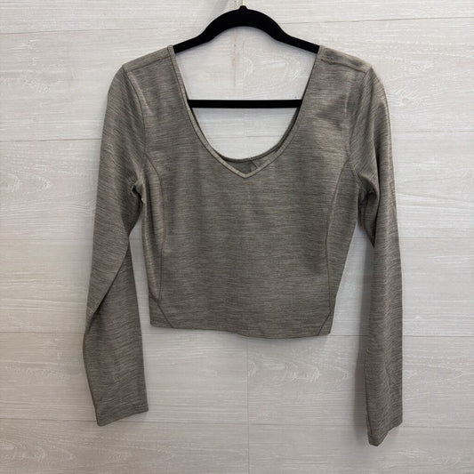 Lululemon Grey Cropped Long Sleeve V Neck Top Medium