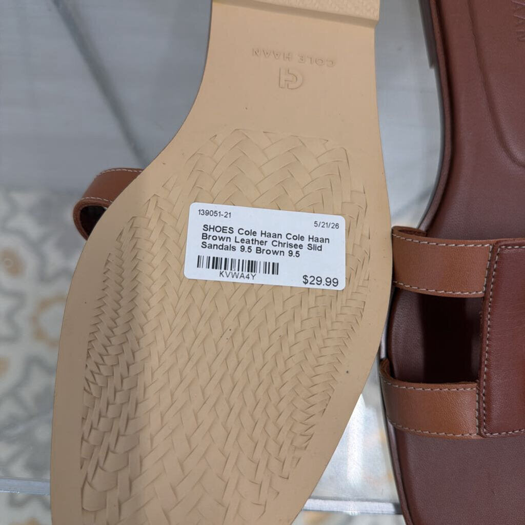 Cole Haan Brown Leather Chrisee Slid Sandals 9.5