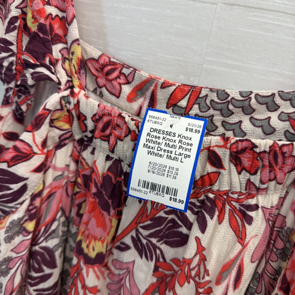 Knox Rose White/ Multi Print Maxi Dress Large